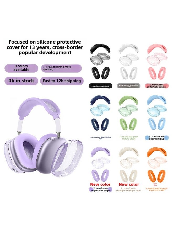 Suitable For Airpodsmax Protective Case Headphone Protective Case Airpodsmax Protective Case Tpu Glitter-Color:Translucent Glitter *light Powder Three-piece Set (glitter Tpu Shell Cover * 1 Pair + Headband Cover * 1 + Ear Cushion Cover * 1 Pair)-Applicable Model:AirPodsMax  - Image 2