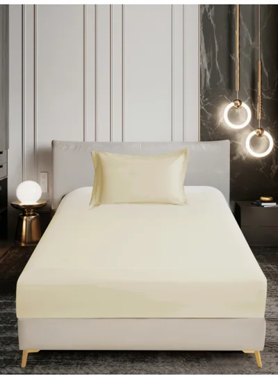 Donetella Bedding Fitted Sheet - Fits 120x200 Cm Bed For Twin Bed 2 Pcs (1 Fitted Sheet and 1 Pillowcase) - 30 Cm Deep Pocket - Solid Bed Sheet