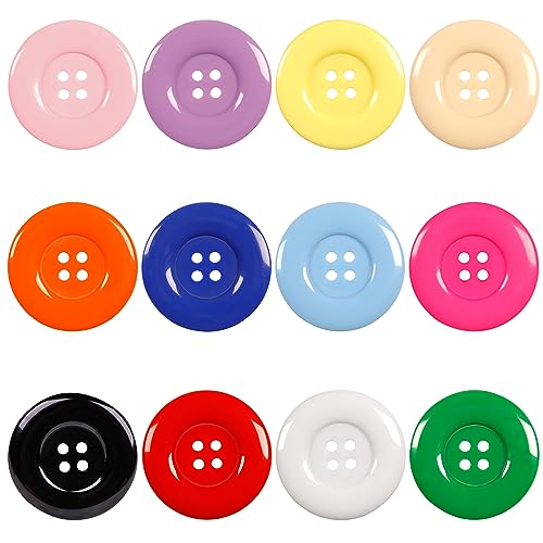 YAKA 50Pcs 1.5inch(38mm) Sewing Resin Buttons Round Shape 4 Holes Craft Buttons for Sewing Scrapbooking and DIY Craft Multicolored - Image 1