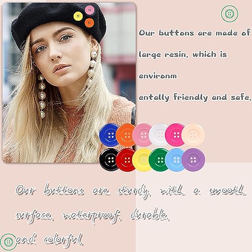 YAKA 50Pcs 1.5inch(38mm) Sewing Resin Buttons Round Shape 4 Holes Craft Buttons for Sewing Scrapbooking and DIY Craft Multicolored - Image 2