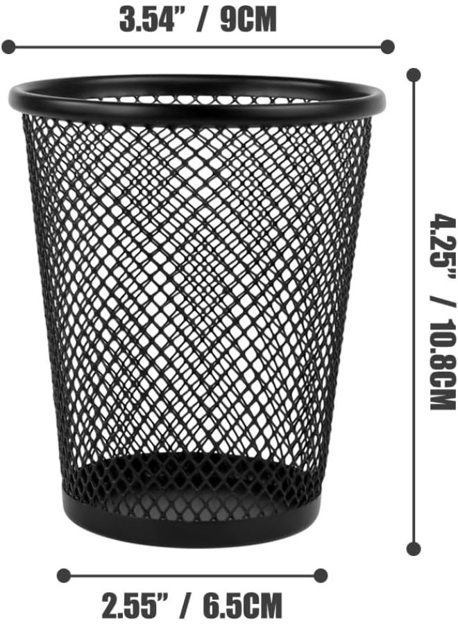 Fosinz 4 Pack Black Pen Holder Mesh Pencil Holder Cups for Desk Pen Organizer Wire Mesh Pen Storage Desktop Pen Cup for Office School Home - Image 1