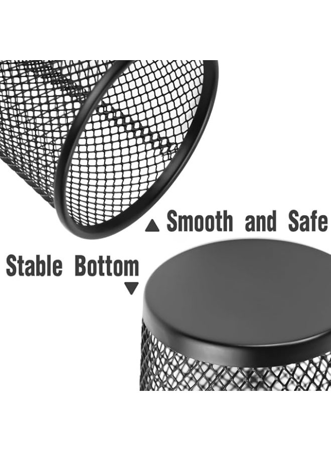 Fosinz 4 Pack Black Pen Holder Mesh Pencil Holder Cups for Desk Pen Organizer Wire Mesh Pen Storage Desktop Pen Cup for Office School Home - Image 2