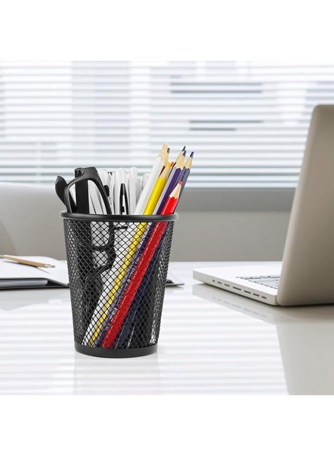 Fosinz 4 Pack Black Pen Holder Mesh Pencil Holder Cups for Desk Pen Organizer Wire Mesh Pen Storage Desktop Pen Cup for Office School Home - Image 5