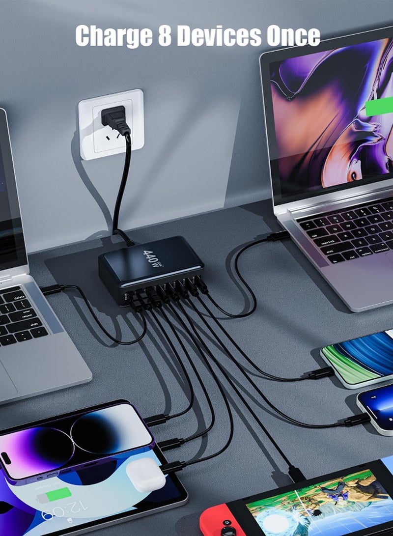 HAOHAN 440W GaN Super Wall Fast Charger, 8port Fast Charger Station, Travel Adapter for Electrical Appliances Such as Laptops, Mobile Phones, Fan, The Best Friend of Computer Desk. - Image 3