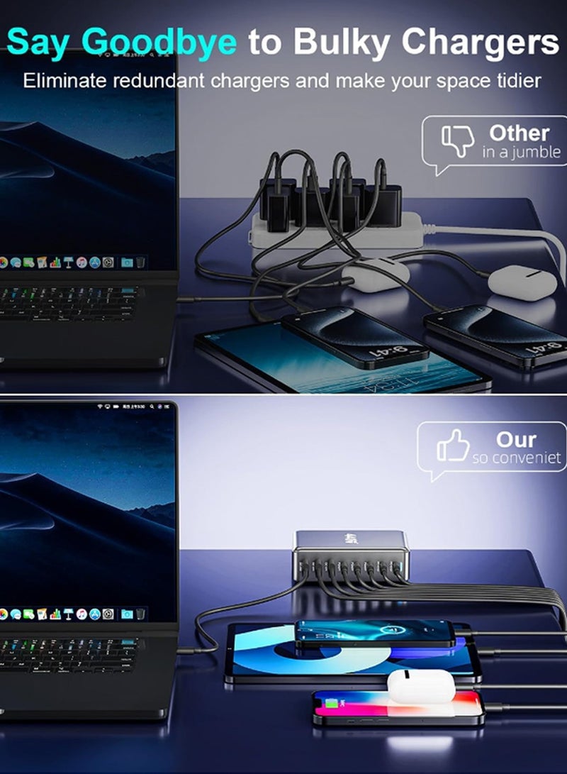 HAOHAN 440W GaN Super Wall Fast Charger, 8port Fast Charger Station, Travel Adapter for Electrical Appliances Such as Laptops, Mobile Phones, Fan, The Best Friend of Computer Desk. - Image 2