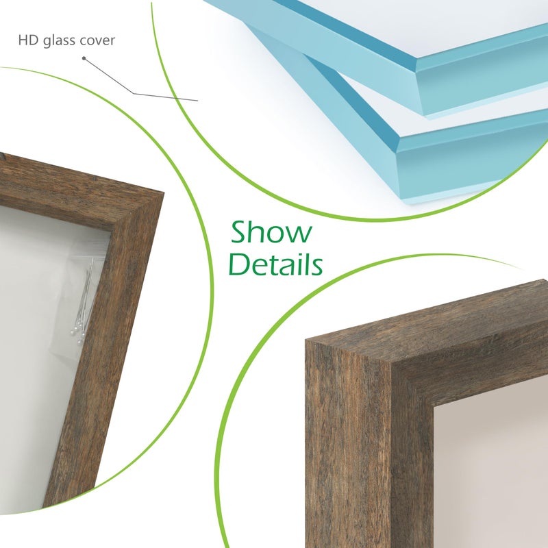 FrameWorks 16x20 Driftwood Wooden Shadow Box Frame â€“ Soft Felt Back, Tempered Glass, and Included Elegant White Ball Push Pins - Image 3