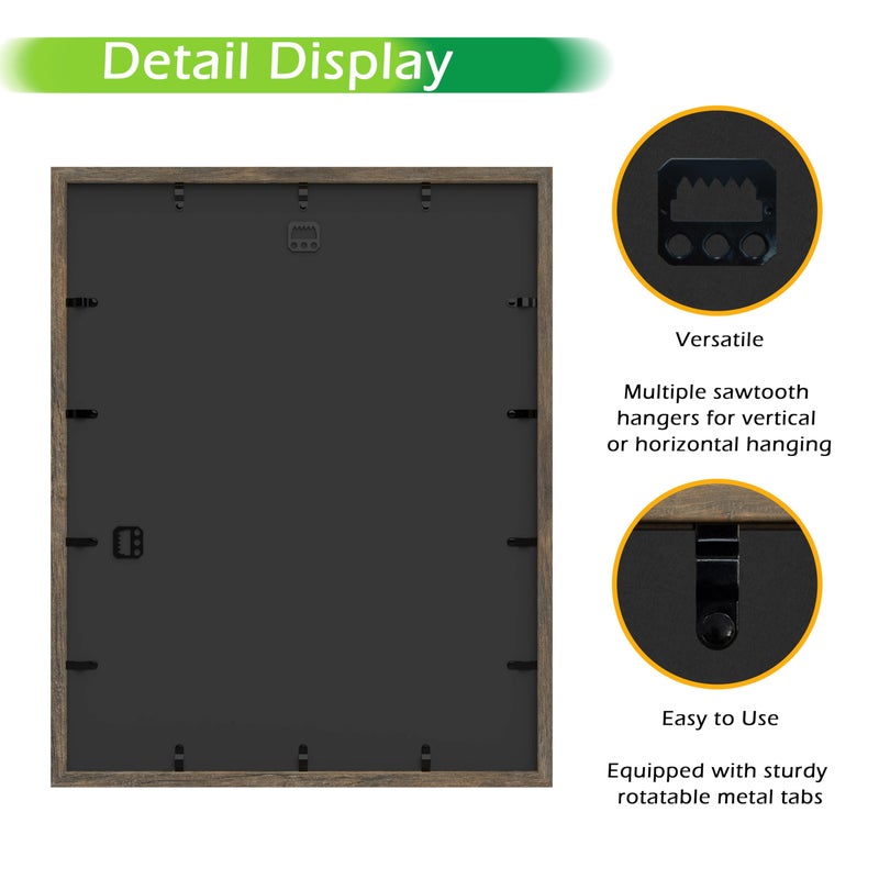 FrameWorks 16x20 Driftwood Wooden Shadow Box Frame â€“ Soft Felt Back, Tempered Glass, and Included Elegant White Ball Push Pins - Image 4
