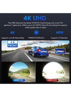 أس جي كام كاميرا SJCAM M60، رؤية ليلية 4K IMX678 Starvis 2، F1.8، مجال رؤية 170 درجة مع HDR، شبكة واي فاي لاسلكية 5G، نظام تحديد المواقع العالمي (GPS) فائق الدقة، وضع ركن السيارة على مدار الساعة طوال أيام الأسبوع، وظيفة الاختصار  - Image 5