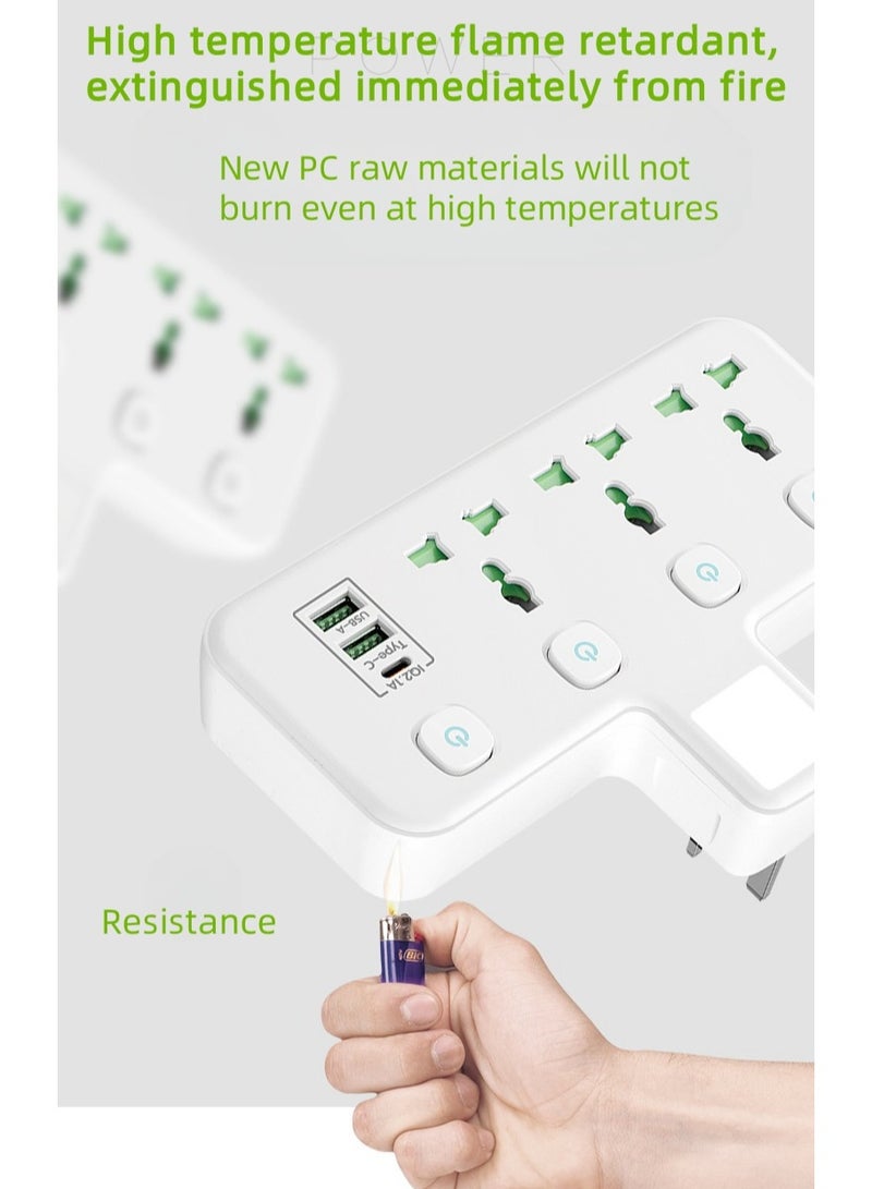 USB Socket Power Converter, Wireless Power Strip With Soft Night Light Switch, Multi Socket Socket And USB Port Suitable For Home, Office, And Travel - Image 5