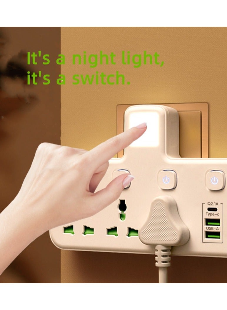 USB Socket Power Converter, Wireless Power Strip With Soft Night Light Switch, Multi Socket Socket And USB Port Suitable For Home, Office, And Travel - Image 3