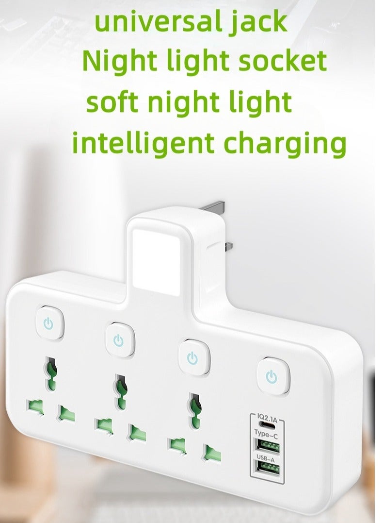 USB Socket Power Converter, Wireless Power Strip With Soft Night Light Switch, Multi Socket Socket And USB Port Suitable For Home, Office, And Travel - Image 2