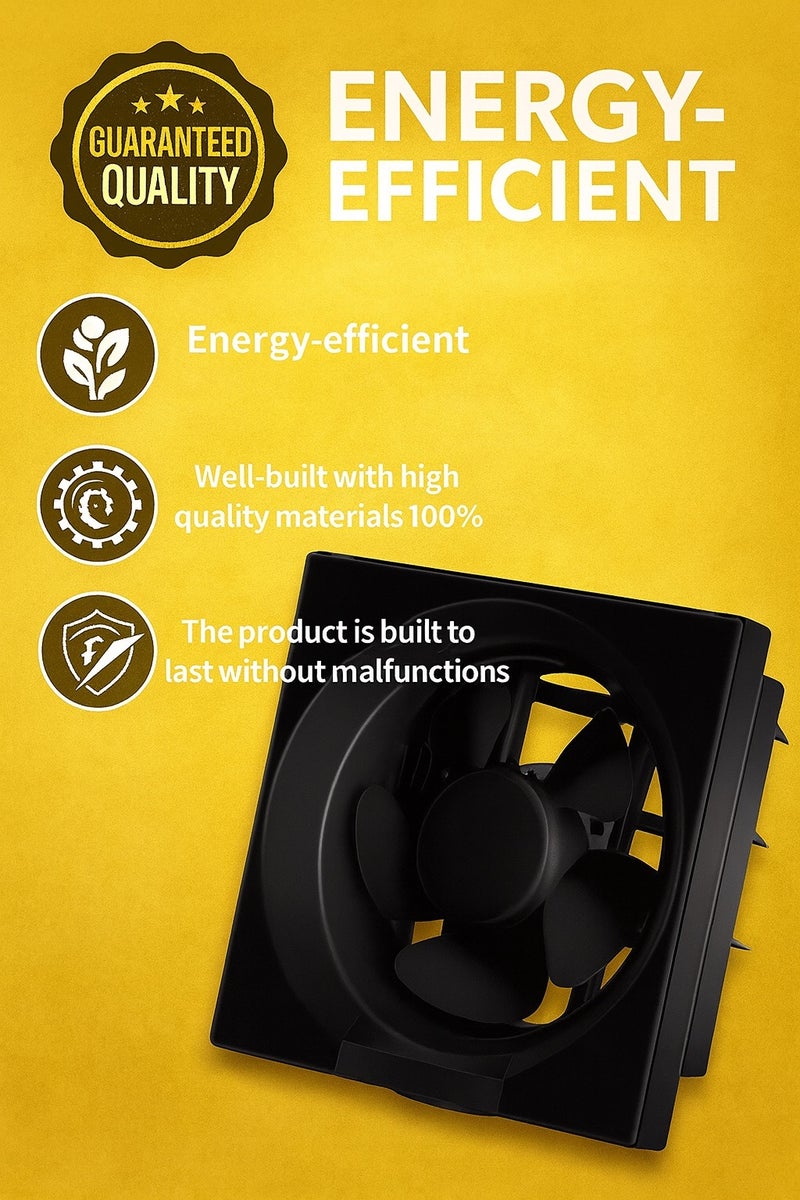 Recessed exhaust fan, size 25×25 cm (8-inch), black frame - Image 1