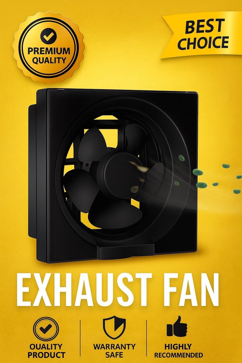 Recessed exhaust fan, size 25×25 cm (8-inch), black frame - Image 3