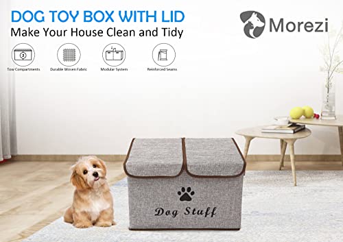 Morezi Dog toy box with lid dog storage organizer perfect basket for dog toys living room playroom closet home organization and storage LightGray - Image 3