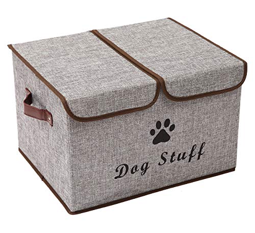 Morezi Dog toy box with lid dog storage organizer perfect basket for dog toys living room playroom closet home organization and storage LightGray - Image 1