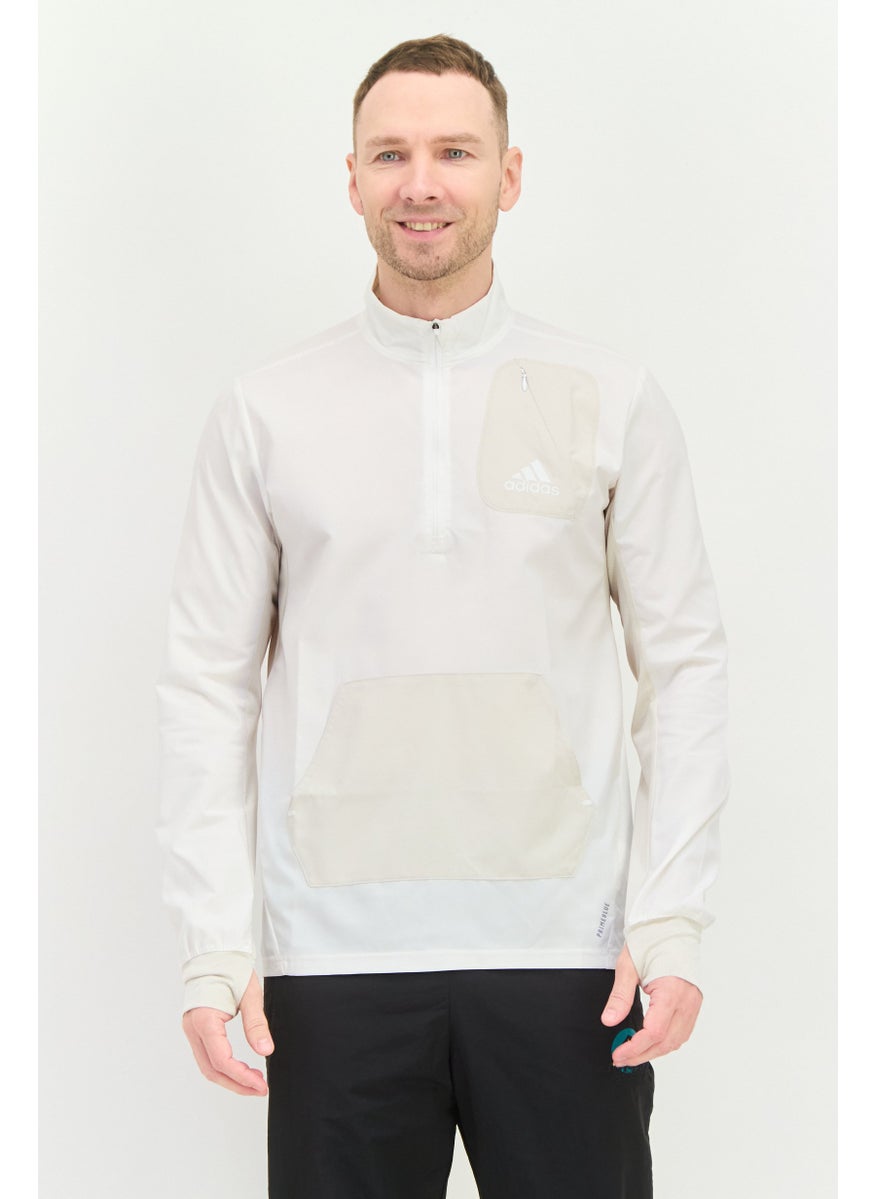 Adidas Men Sportswear Fit Long Sleeve Training Jacket, White/Beige  - Image 1