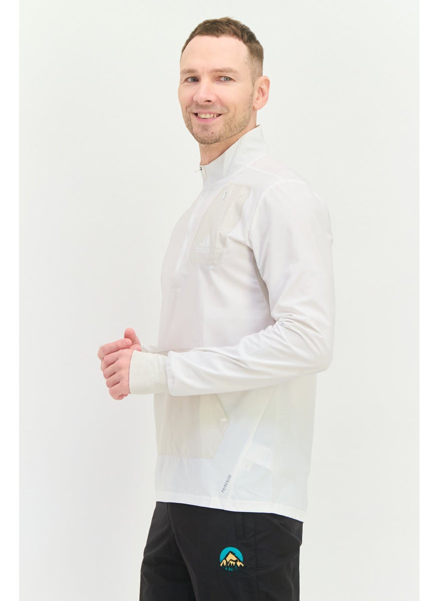 Adidas Men Sportswear Fit Long Sleeve Training Jacket, White/Beige  - Image 2