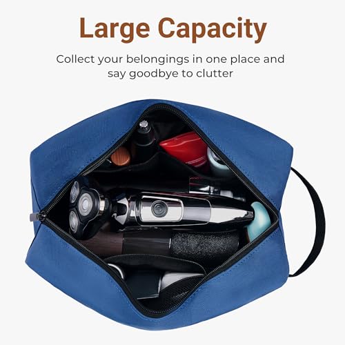 Elviros Travel Toiletry Bag for Women and MenLightweight Makeup Bag Hanging Dopp Kit with Shaving Compartment Cosmetic Organizer Large Tool Bag Travel EssentialsGifts for MenLargeNavy Blue - Image 3