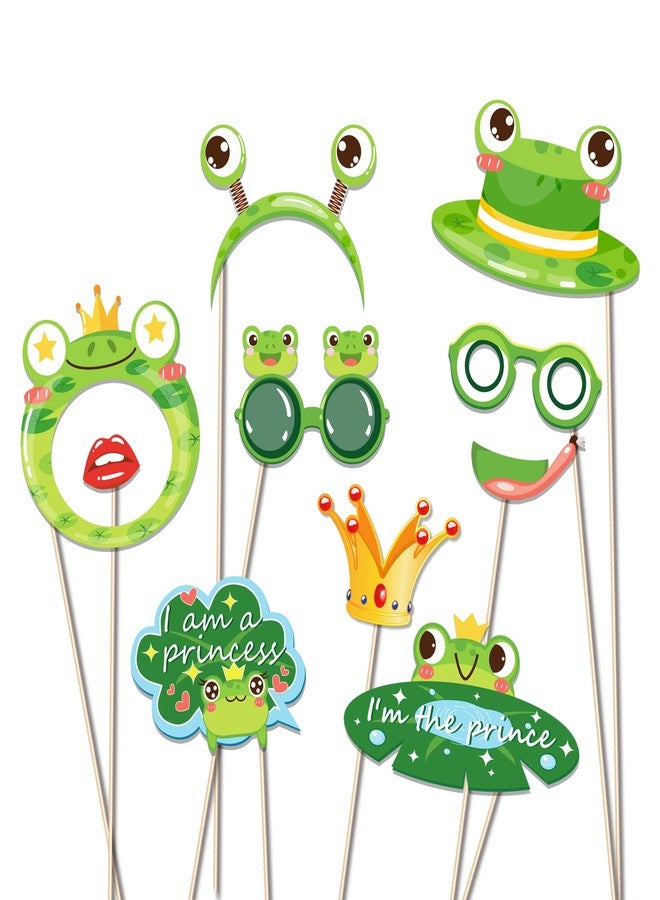 Lide Road 25 Pcs Frog Photo Booth Props for Frog Party Decoration Supplies, Princess Theme Selfie Props Photography Backdrop Decorations for Animal Party Supplies - Image 3
