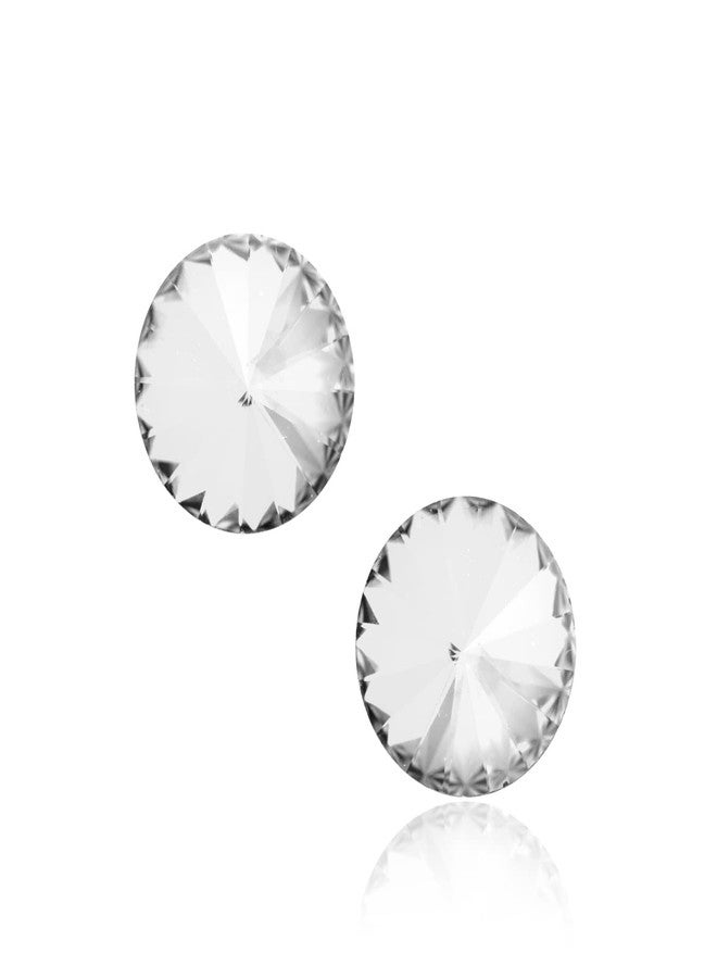 Spinningdaisy Round Glass Crystal Stud Earrings (Clear) - Image 1