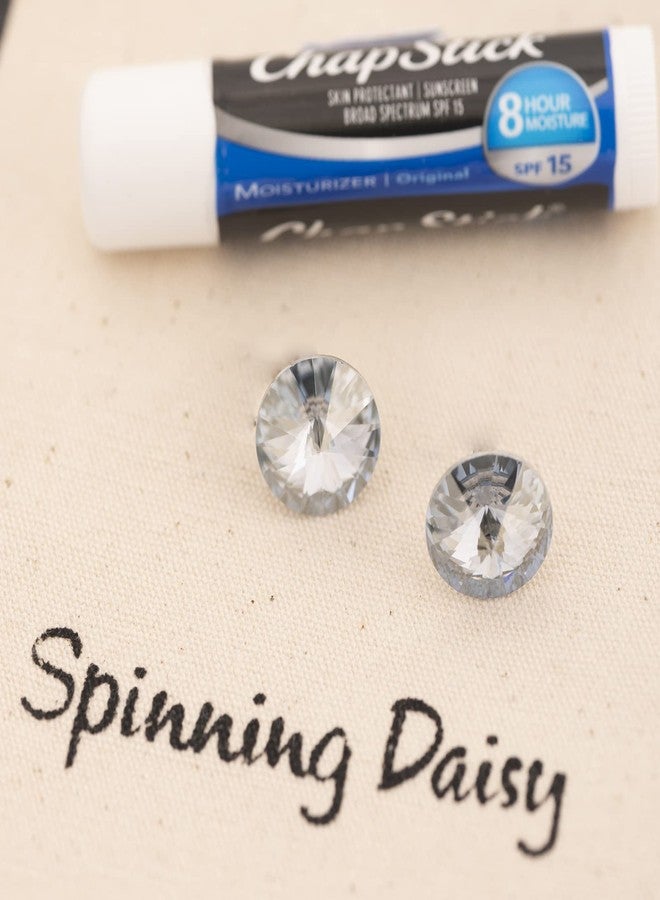 Spinningdaisy Round Glass Crystal Stud Earrings (Clear) - Image 2