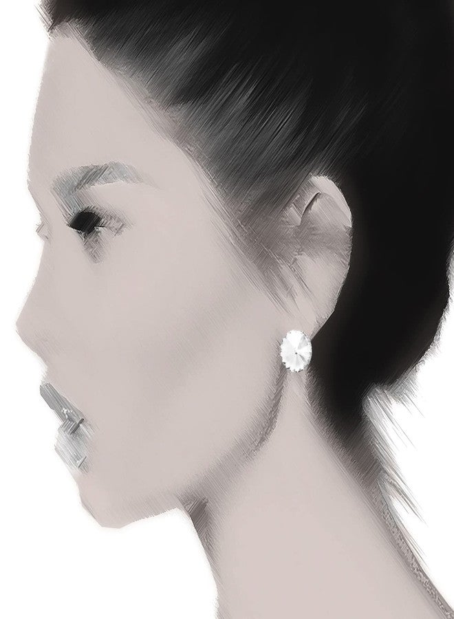 Spinningdaisy Round Glass Crystal Stud Earrings (Clear) - Image 4