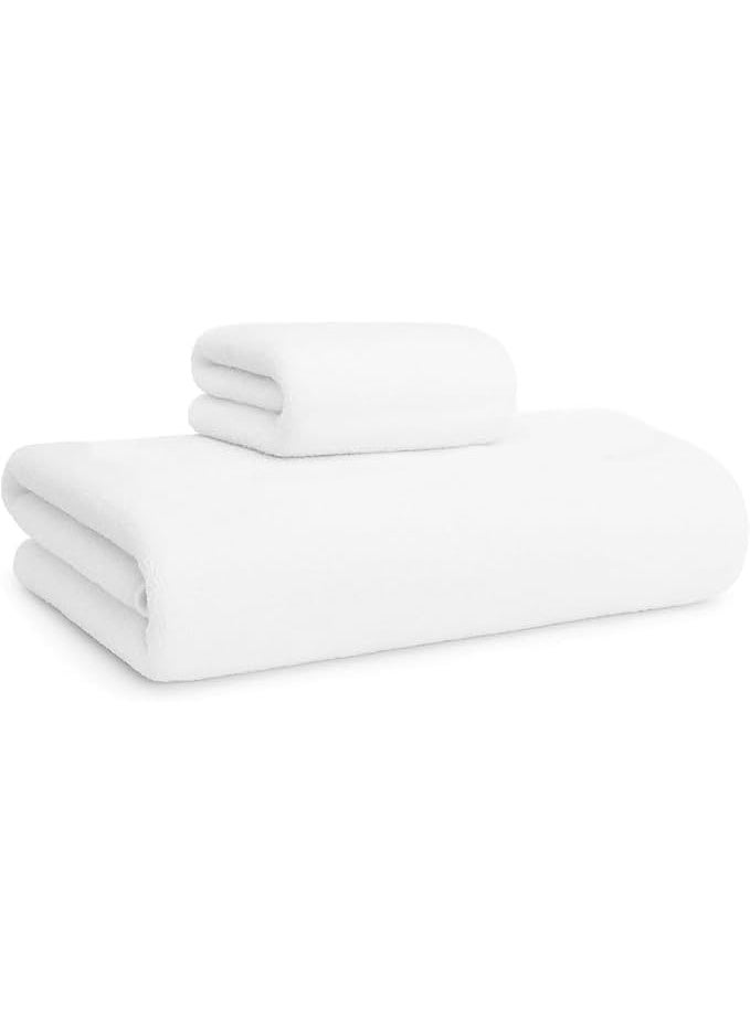 م اكس م طقم مناشف حمام، 100% قطن، عبوتان من مناشف الحمام واليدين، 600 جرام لكل متر مربع من القطن الفاخر، عالمي (عبوتان باللون الأبيض) - Image 1