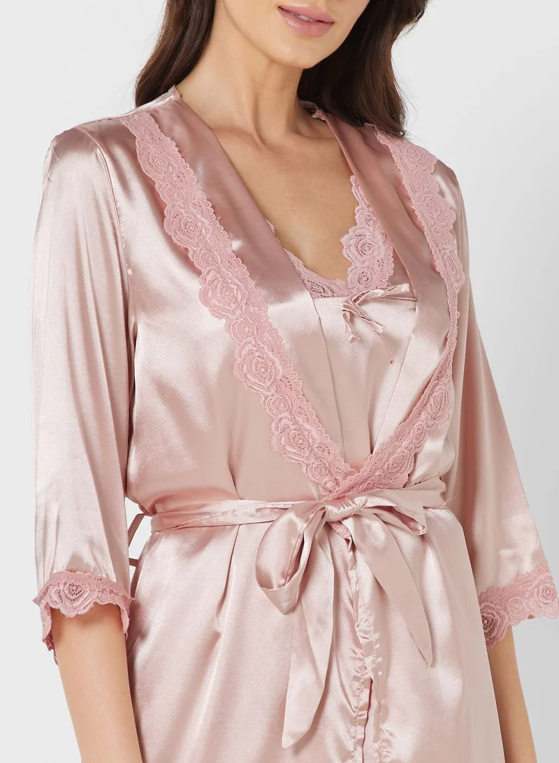 ELLA 2 Piece Pyjama Set Night Robe & Strappy Dress