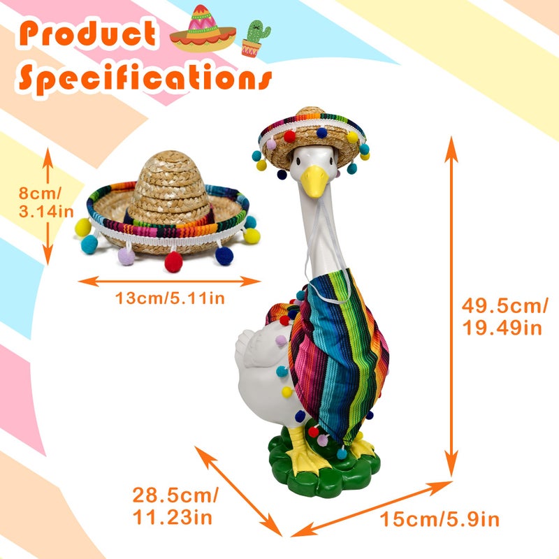 asdfg Porch Goose Statues + Porch Goose Outfits, 20" Large Durable Resin Goose Statue Decor with Fun Porch Goose Clothes, Mexican Sombrero Scarf Decorations Diy Indoor Outdoor Garden Patio Yard Lawn Gifts - Image 4
