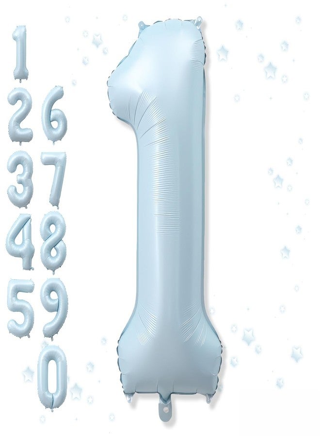 Froova Big Number 1 Balloons, Light Matte Sky Blue Foil 1 Balloon Numbers 40 Inch, Giant 1st Birthday Party Decor, Baby Powder Blue Mylar Helium One Balloon for Boys Girls Baby Shower Anniversary Decorations - Image 1