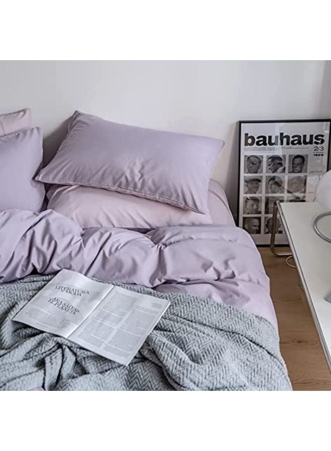 جيجي طقم أغطية سرير مكون من 4 قطع مقاس مفرد ناعم ومسامي وقابل للعكس، طقم أغطية سرير رائع وصديق للبشرة يتضمن غطاء لحاف خفيف الوزن مع ملاءة جاهزة و2 كيس وسادة، لون أرجواني - Image 4