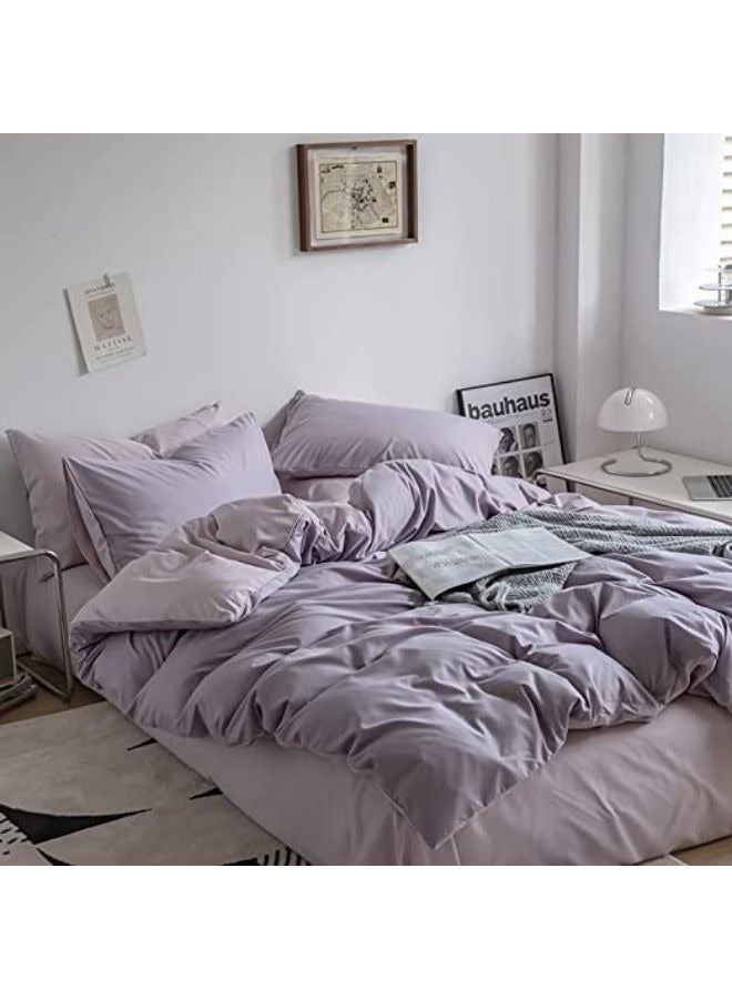 جيجي طقم أغطية سرير مكون من 4 قطع مقاس مفرد ناعم ومسامي وقابل للعكس، طقم أغطية سرير رائع وصديق للبشرة يتضمن غطاء لحاف خفيف الوزن مع ملاءة جاهزة و2 كيس وسادة، لون أرجواني - Image 2