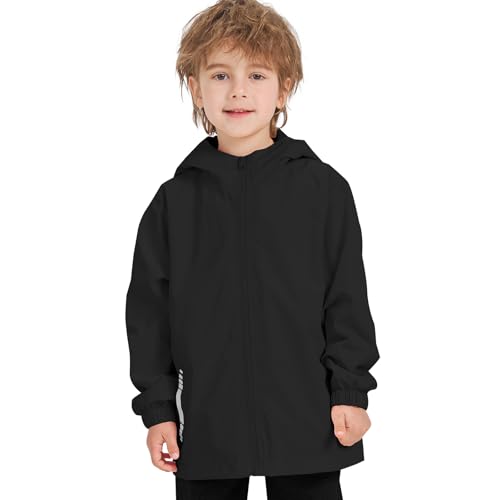 Slwosdlds Boys Girls Waterproof Rain Jacket Lightweight soft lining Kids Windbreaker Hooded Coat Easy to Fold - Image 5