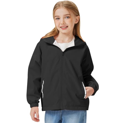 Slwosdlds Boys Girls Waterproof Rain Jacket Lightweight soft lining Kids Windbreaker Hooded Coat Easy to Fold - Image 2