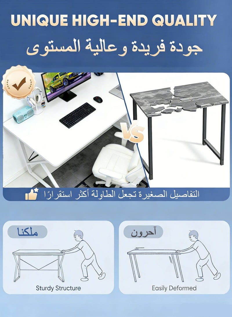 ويمارت طاولة قيمنق 110 سم، مكتب كمبيوتر متين جداً للمنزل والدراسة، طاولة كمبيوتر احترافية بتصميم مريح وبسيط، شديدة التحمل وسهلة التركيب - أبيض - Image 5