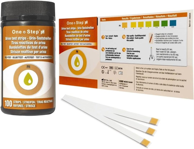 One Step pH Urine Test Strips for Easy Monitoring Accurate and Reliable Range 5085 100 Testing Strips - Image 1