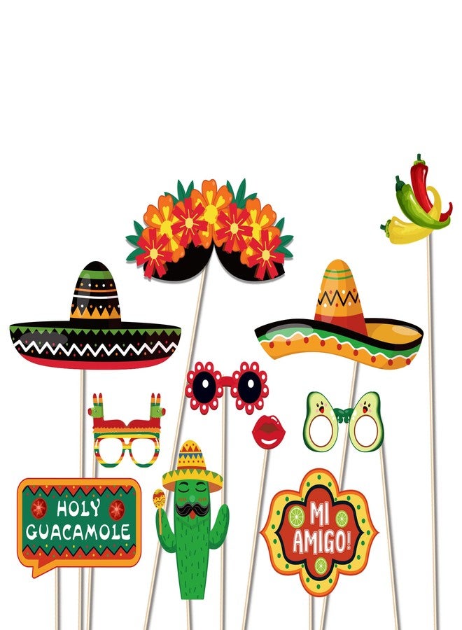 Lide Road 25Pcs Mexican Fiesta Photo Booth Props Cinco De Mayo Decorations Mexican Fiesta Party Supplies for Selfie Party Supplies Fiesta Photo Decoration Mexican Themed Party Decorations - Image 3