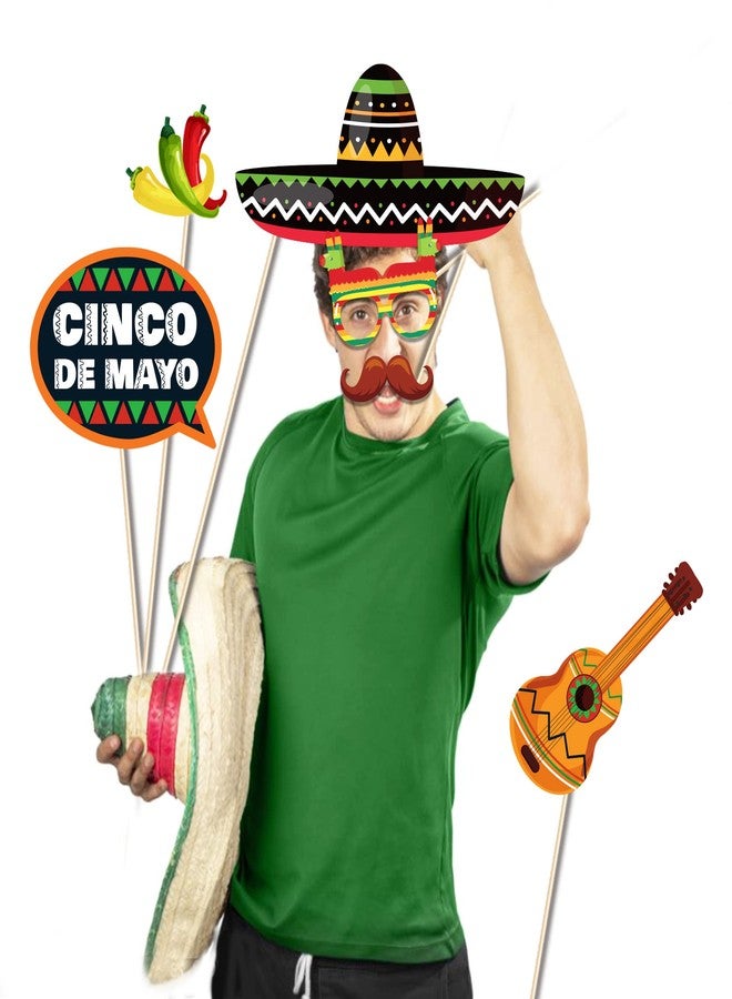 Lide Road 25Pcs Mexican Fiesta Photo Booth Props Cinco De Mayo Decorations Mexican Fiesta Party Supplies for Selfie Party Supplies Fiesta Photo Decoration Mexican Themed Party Decorations - Image 4