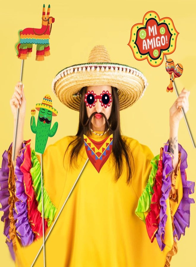 Lide Road 25Pcs Mexican Fiesta Photo Booth Props Cinco De Mayo Decorations Mexican Fiesta Party Supplies for Selfie Party Supplies Fiesta Photo Decoration Mexican Themed Party Decorations - Image 5
