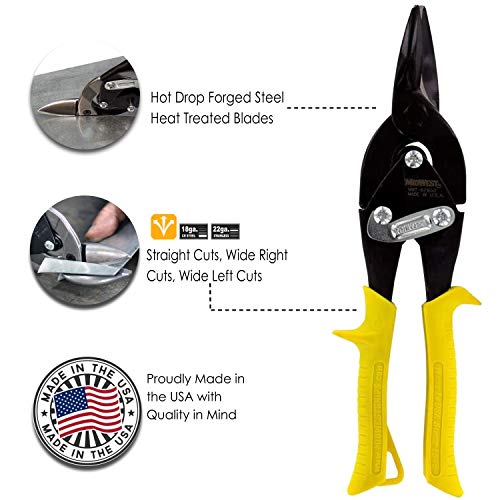 Midwest Snips MIDWEST Blackout Series Aviation Snip - Straight Cut Regular Tinner Shears, Made in the USA - MWT-6716SO - Image 2