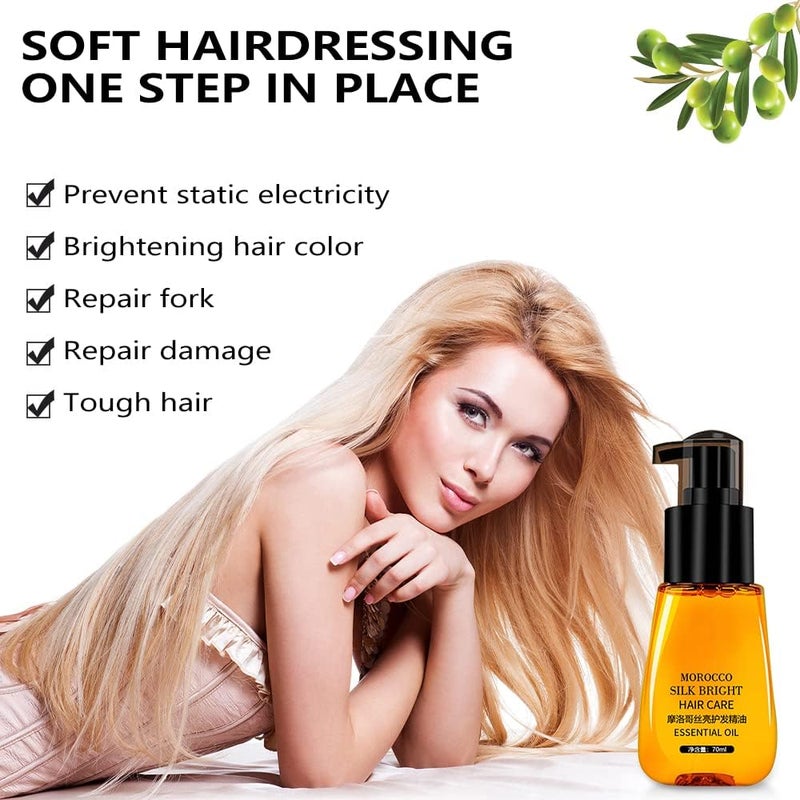 Rednow Frizzy Hair Serum - Morocco Silk Bright Anti-Frizz Serum for Smooth, Shiny Hair, Frizz-Free Smoothing with Natural Oils for Dry, Curly, Wavy, Damaged Hair (2Pcs) - Image 5