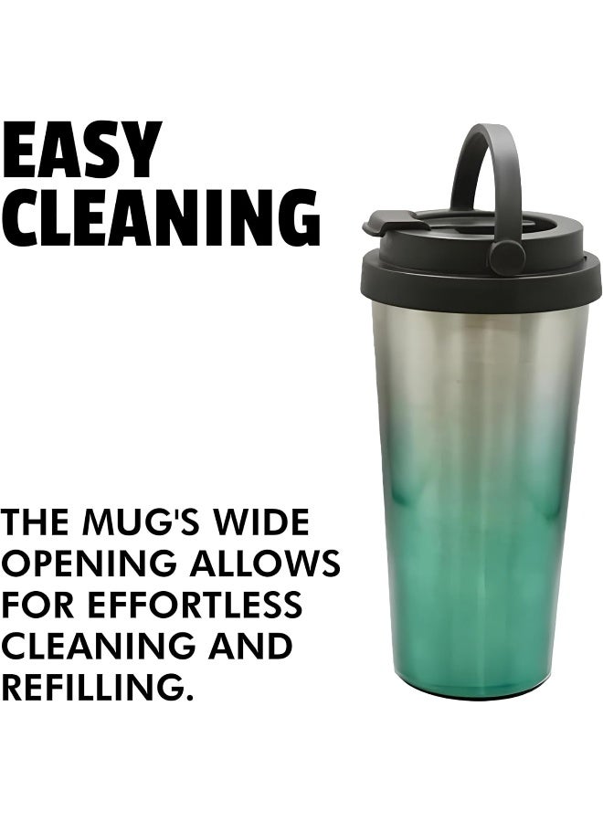 BS B&S Stainless Steel Tumbler Flask Bottle with Plastic Lid | Vacuum Insulated Beverage Bottle | Leak-Proof Insulated Double Wall | 12 Hours Hot and Cold Water Bottle | Vacuum Flask 450ML (Green) - Image 3