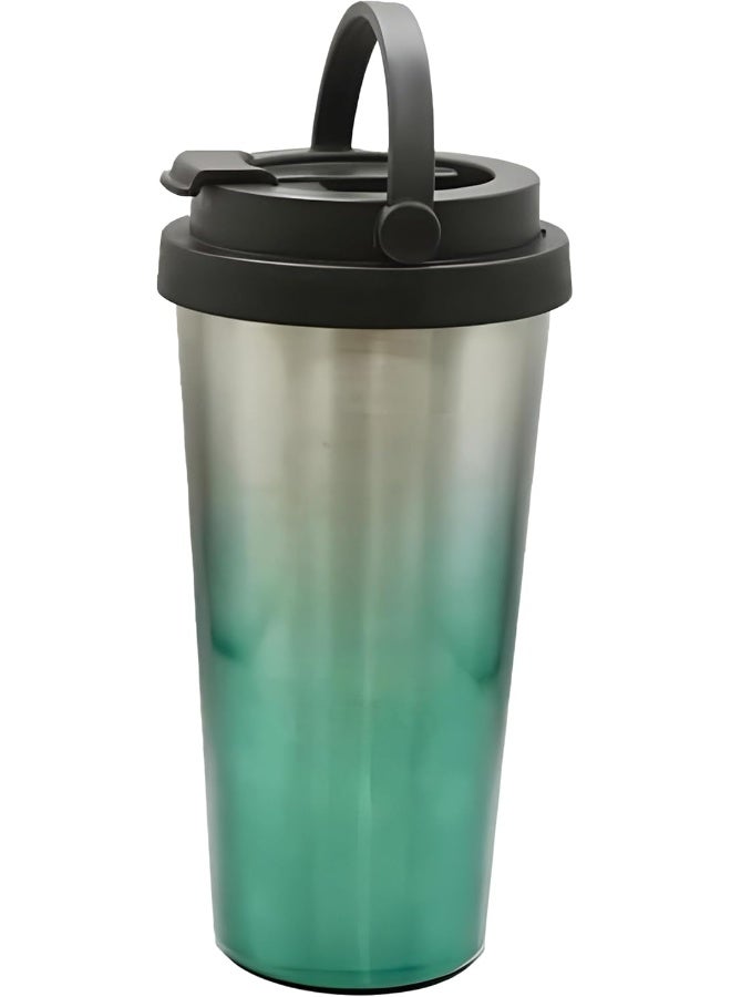 BS B&S Stainless Steel Tumbler Flask Bottle with Plastic Lid | Vacuum Insulated Beverage Bottle | Leak-Proof Insulated Double Wall | 12 Hours Hot and Cold Water Bottle | Vacuum Flask 450ML (Green) - Image 1