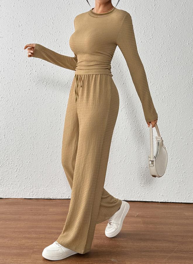 تايك تو طقم منسق من بنطال بأرجل واسعة وبلوزة مُجسمة - Image 1