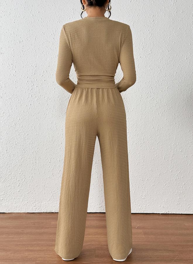 تايك تو طقم منسق من بنطال بأرجل واسعة وبلوزة مُجسمة - Image 2