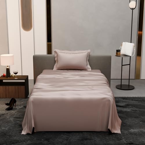 Stoa Paris Single Bedsheet with 1 Pillow Cover, 300TC Satin Premium Bedding Set, Home Decor, Wedding Gift for Couples, Housewarming, Anniversary, Date Night - Champagne - Image 3