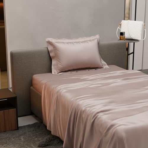 Stoa Paris Single Bedsheet with 1 Pillow Cover, 300TC Satin Premium Bedding Set, Home Decor, Wedding Gift for Couples, Housewarming, Anniversary, Date Night - Champagne - Image 4