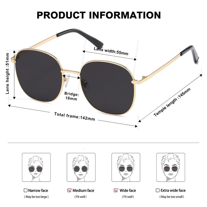 SOJOS Classic Trendy Square Sunglasses for Women Men Cute Big Frame Gold Shades SJ1137, Bright Gold/Grey - Image 4