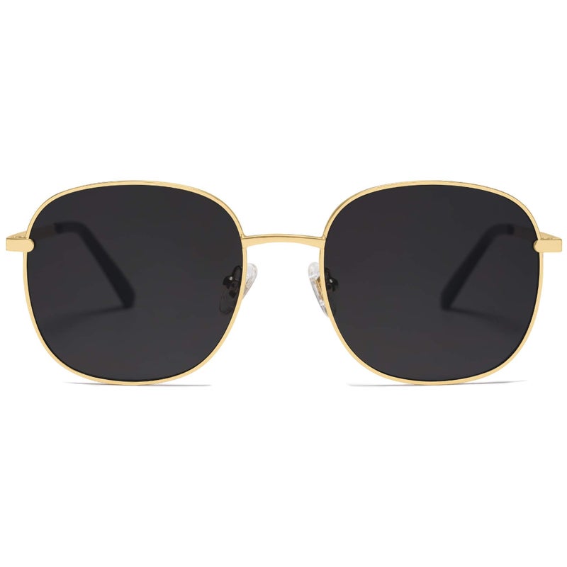 SOJOS Classic Trendy Square Sunglasses for Women Men Cute Big Frame Gold Shades SJ1137, Bright Gold/Grey - Image 1