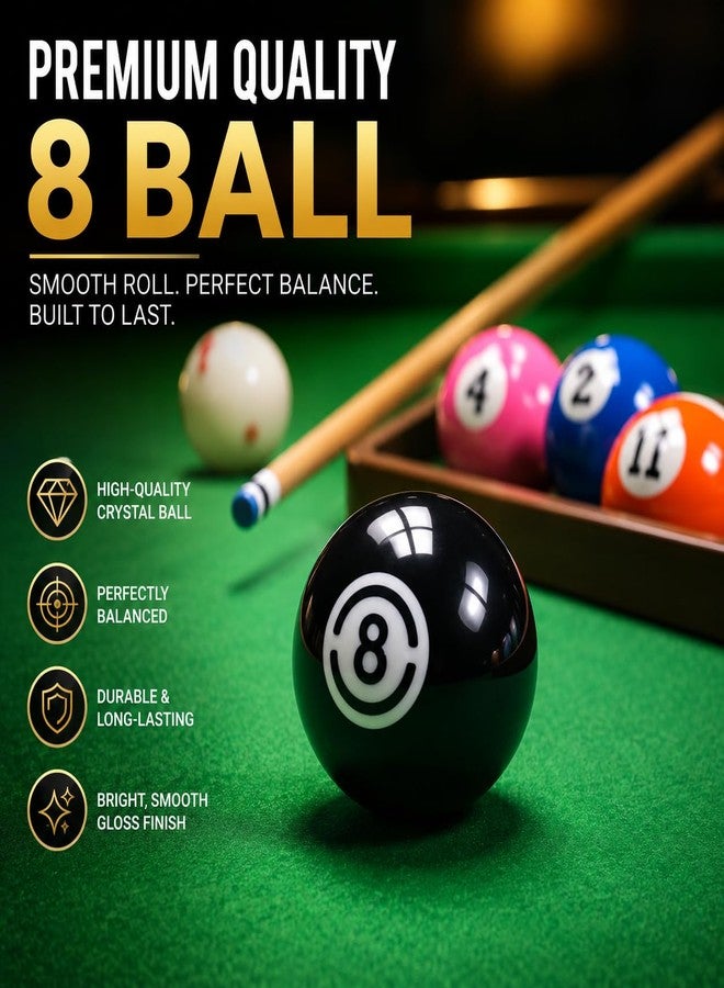 HMQQ 2 1/4" Pool Cue Ball and Professional AAAA Grade Billiards Balls, #8 Pool Balls Replacement Number 8, Set of 1 (#8) - Image 2